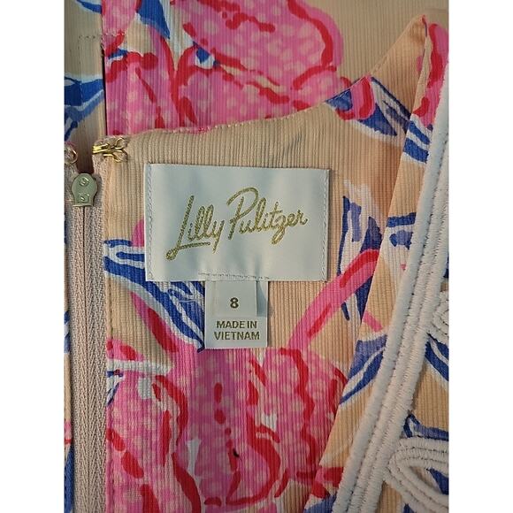 Lilly Pulitzer Sidonie Stretch Shift Dress Size 8 Pink So Clawsome Crab Resort - Picture 10 of 15